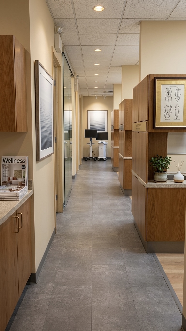Clinical hallway and treatment area inside Blue Bird Dental in Kamloops
